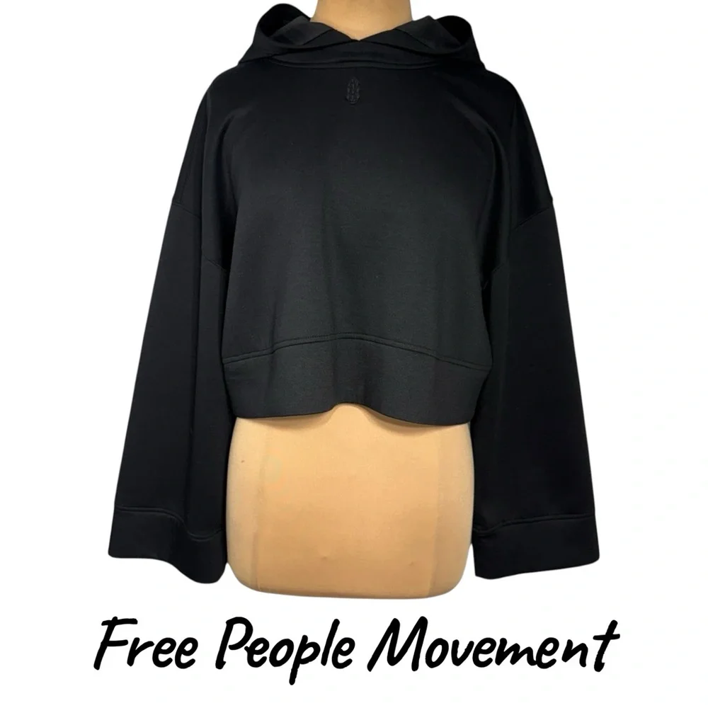 FP Movement Playing Games Hoodie - Cropped Athletic Pullover Black Oversized Med - Picture 2 of 10